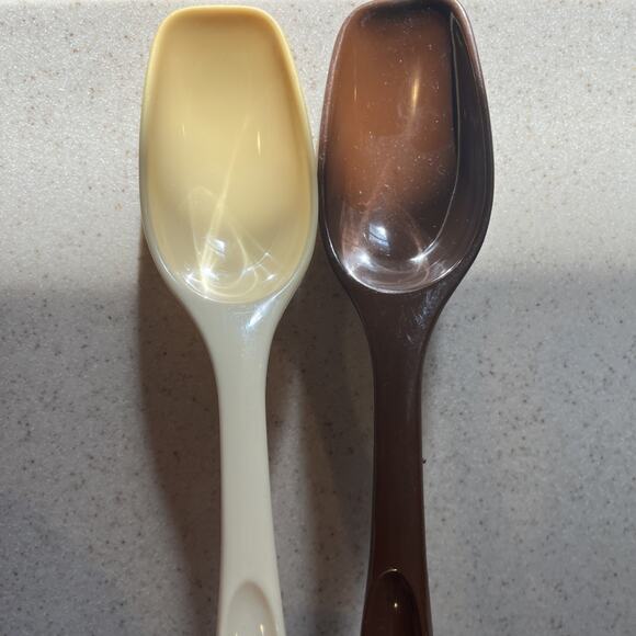Vintage Foley Nylon Serving Basting Spoon Set Of 2 Almond & Brown 11" Cook Tool - Picture 5 of 5